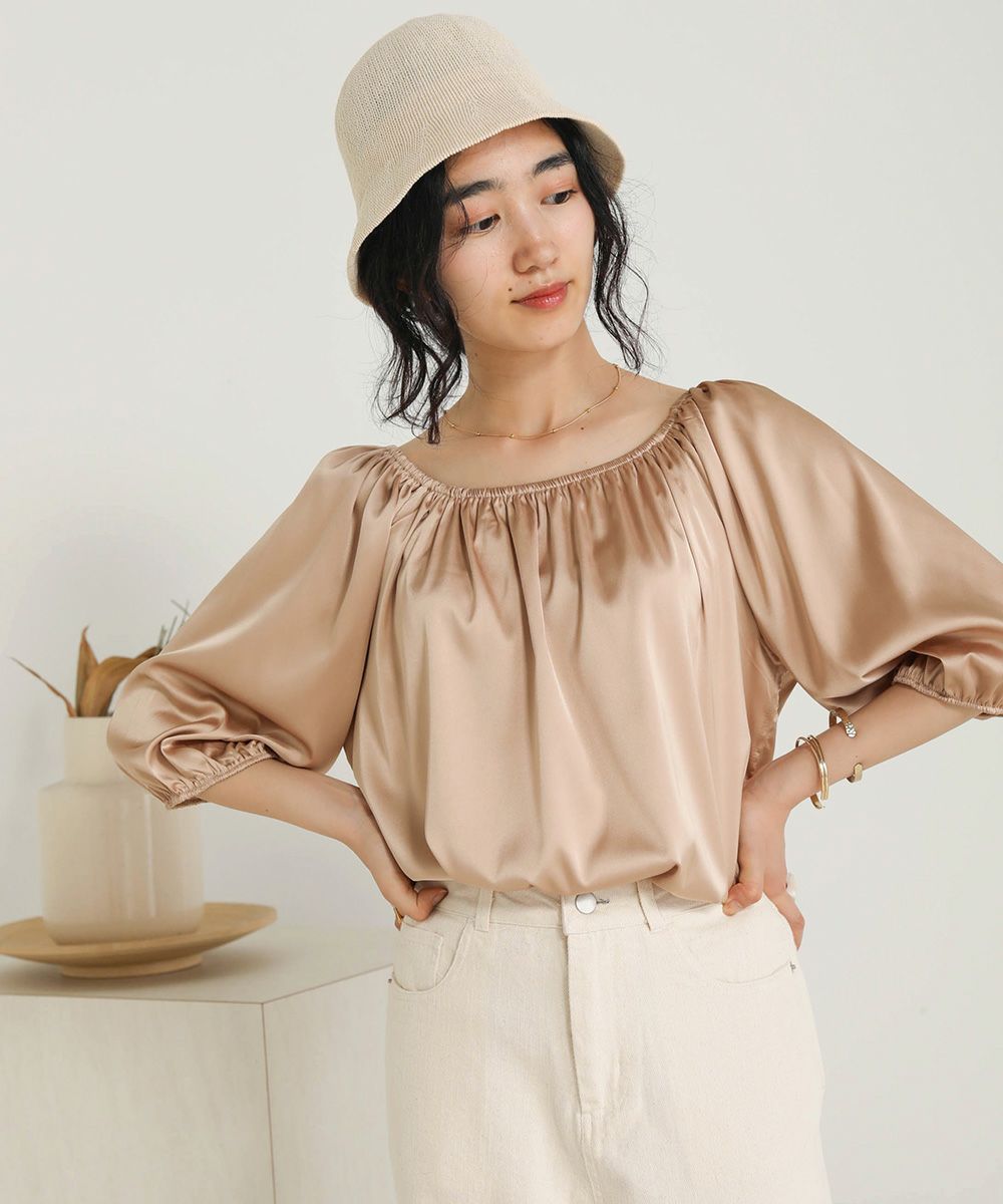 SATIN GATHERED BLOUSE