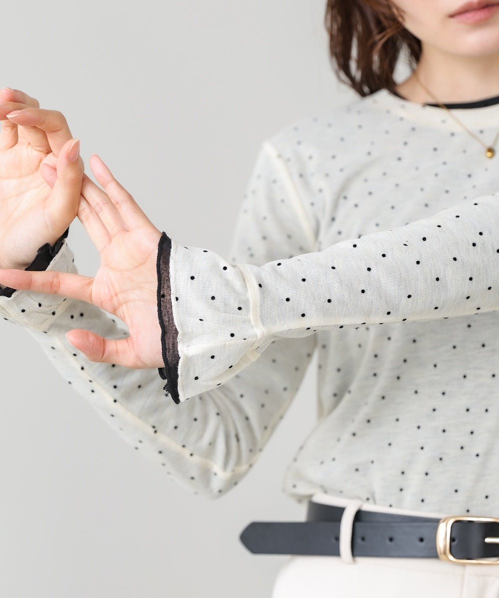 シアードットフリルカットソー