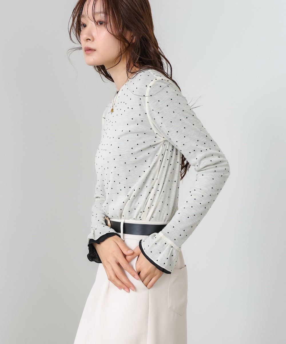 シアードットフリルカットソー