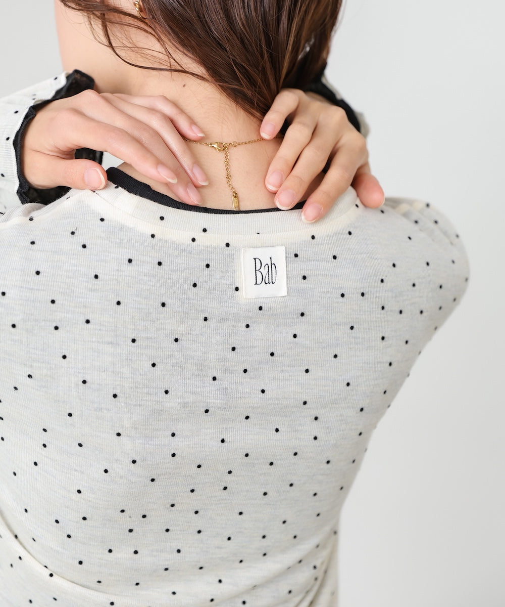 シアードットフリルカットソー