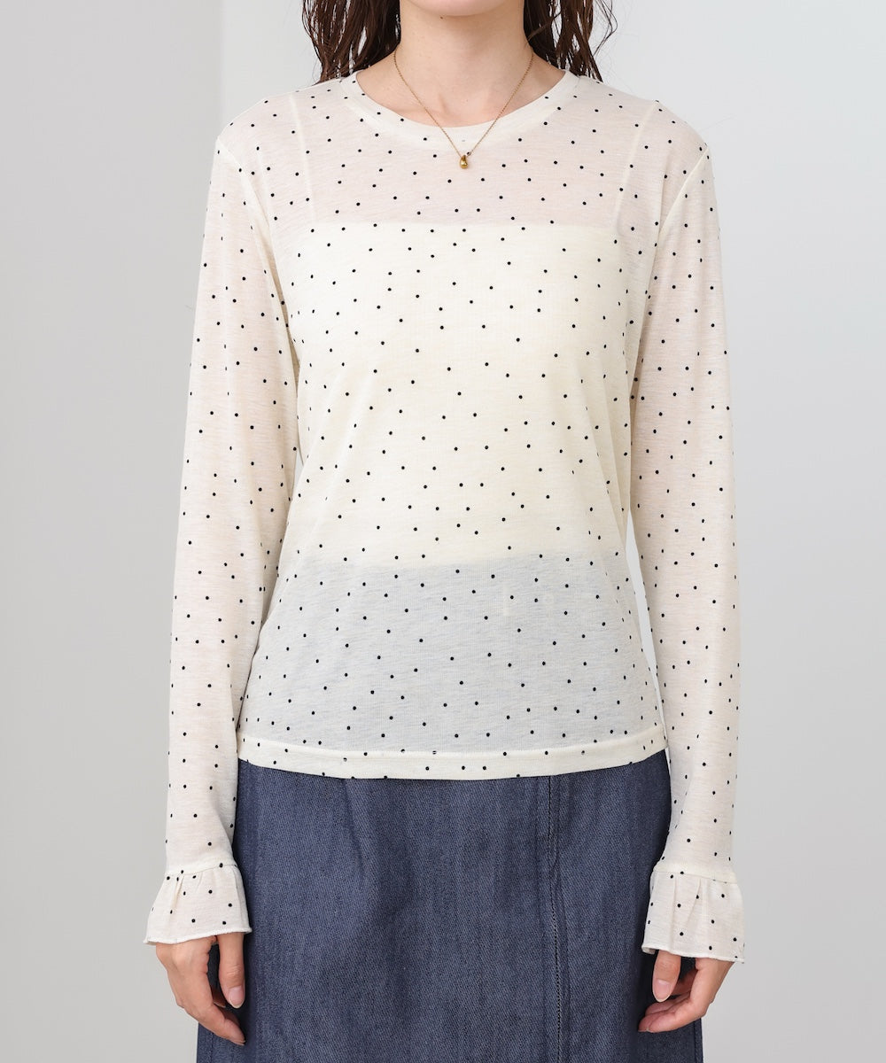 シアードットフリルカットソー