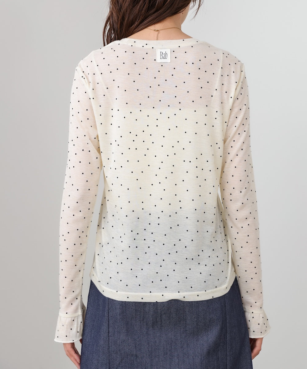 シアードットフリルカットソー