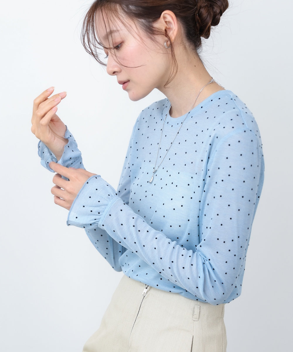 シアードットフリルカットソー