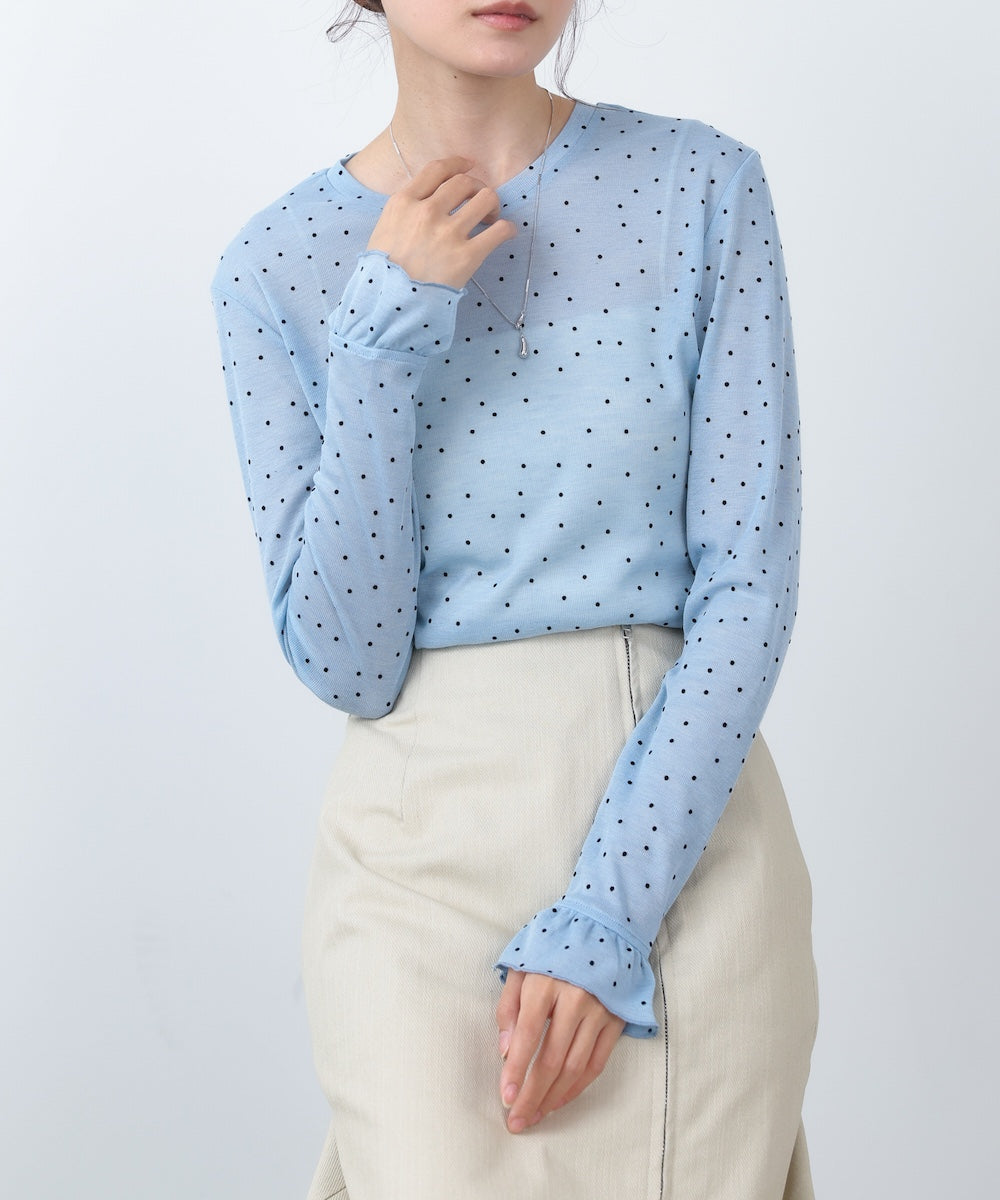 シアードットフリルカットソー