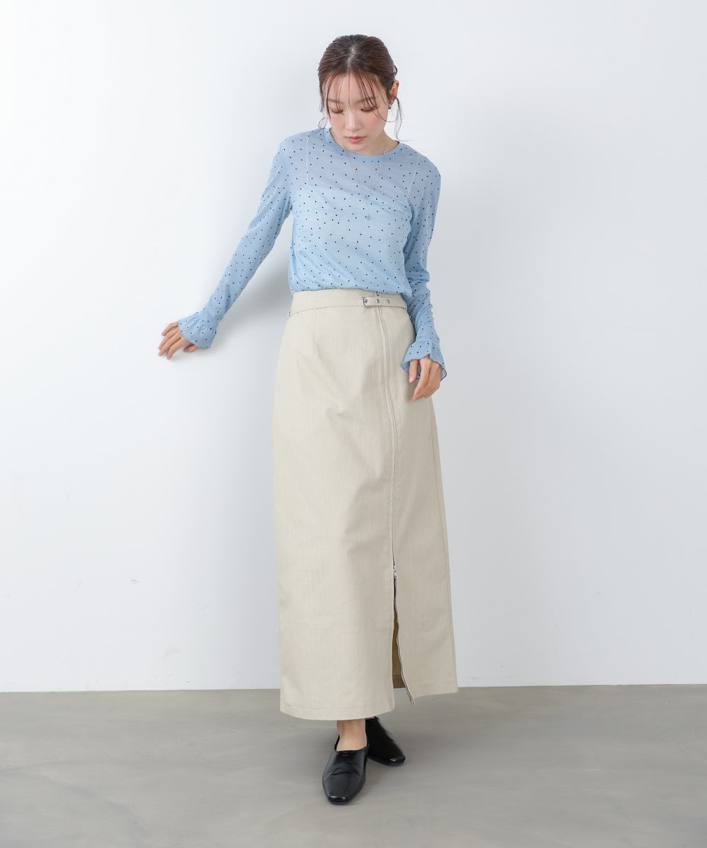 シアードットフリルカットソー