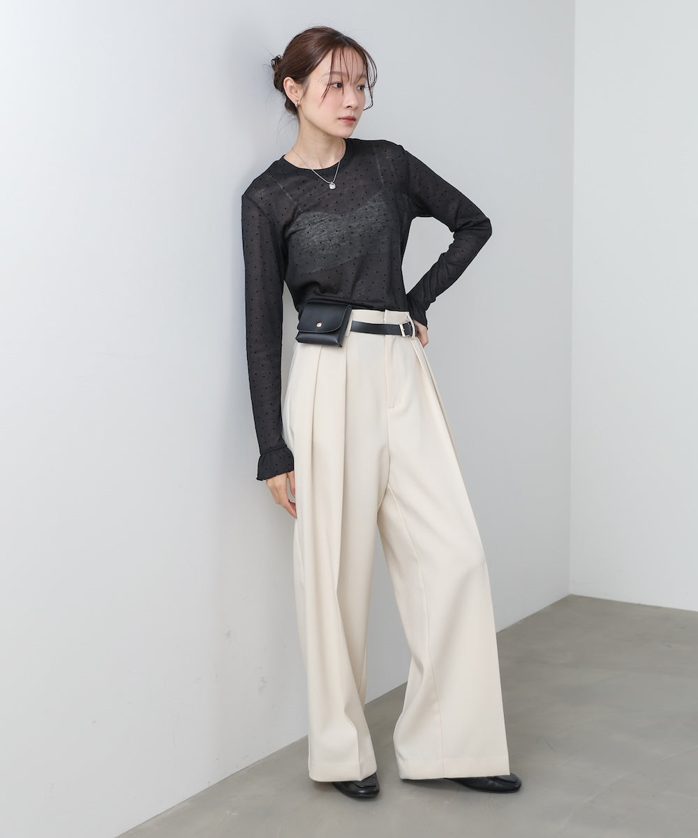 シアードットフリルカットソー