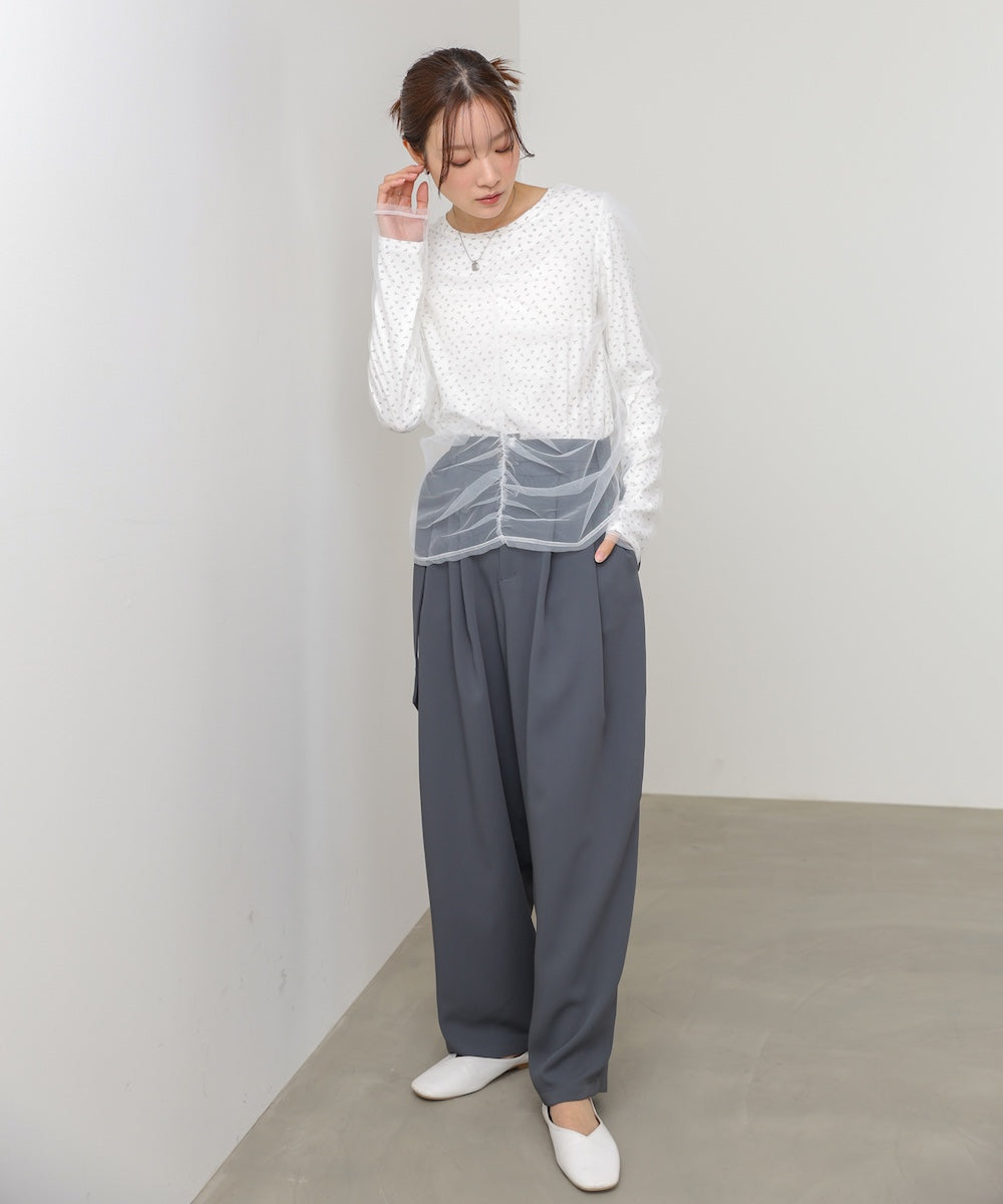 チュールレイヤードトップス