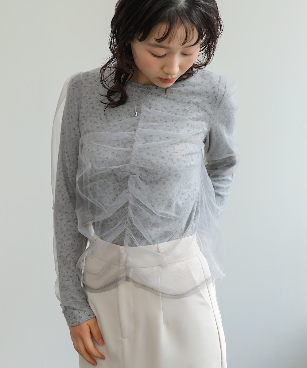 チュールレイヤードトップス