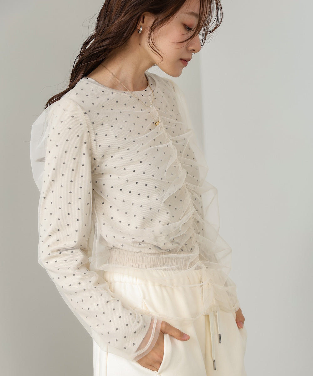 チュールレイヤードトップス