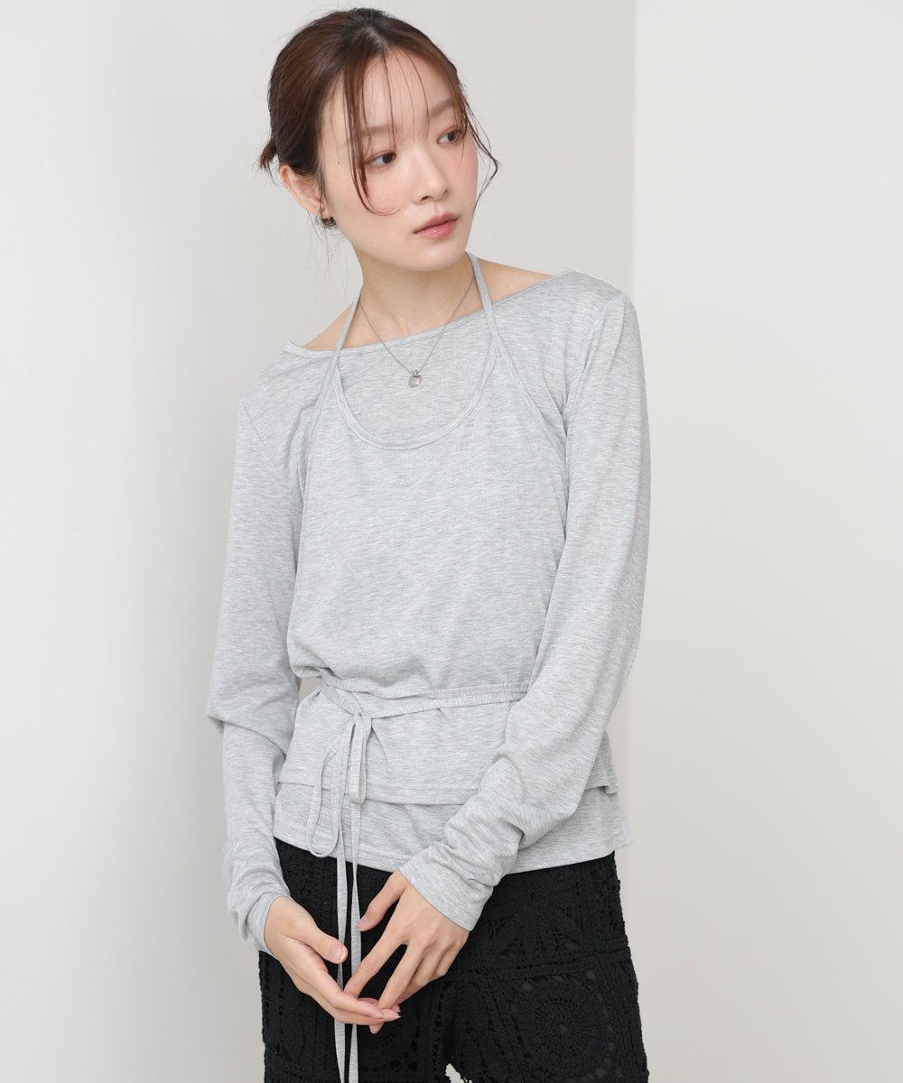 ホルターレイヤードカットソー