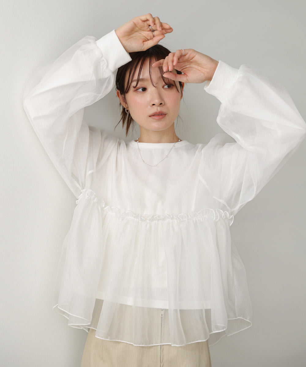 シアーレイヤードフレアカットソー