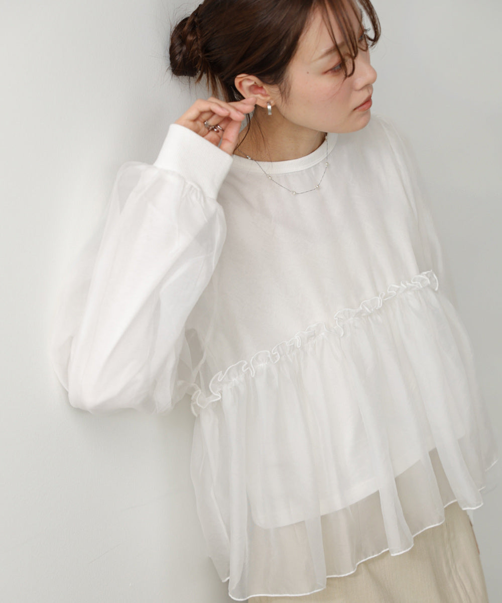 シアーレイヤードフレアカットソー