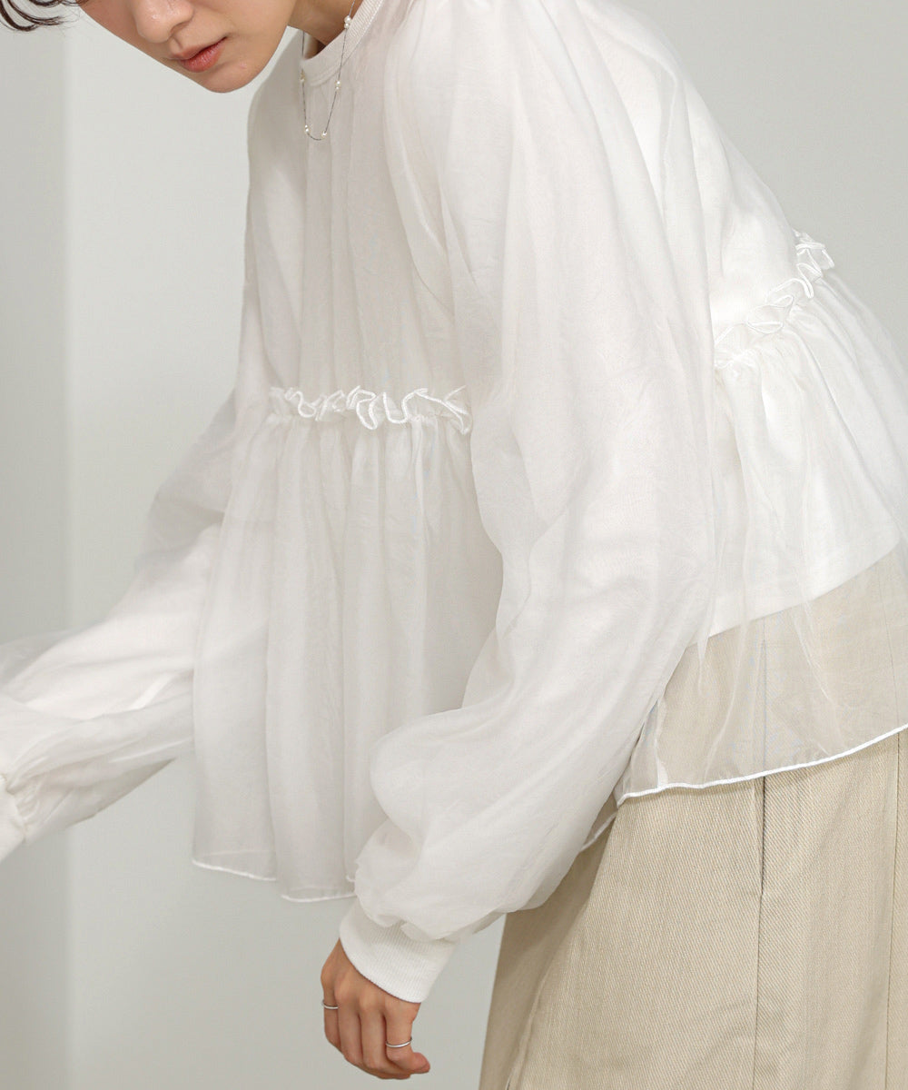 シアーレイヤードフレアカットソー