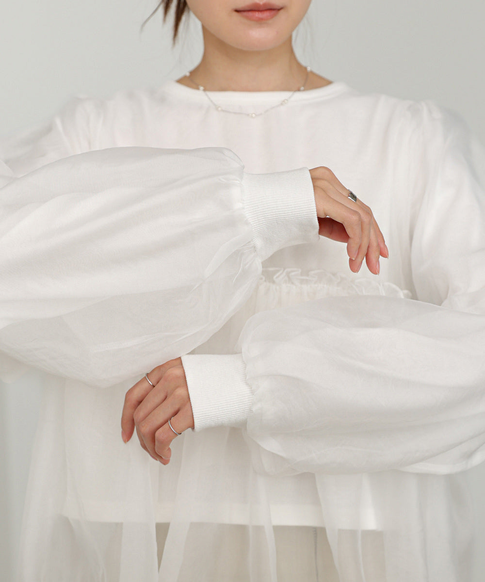 シアーレイヤードフレアカットソー