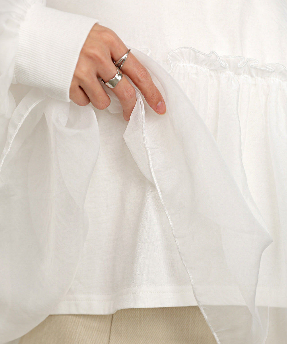 シアーレイヤードフレアカットソー