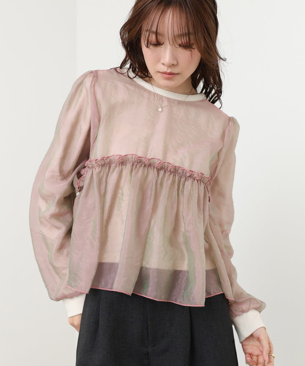 シアーレイヤードフレアカットソー