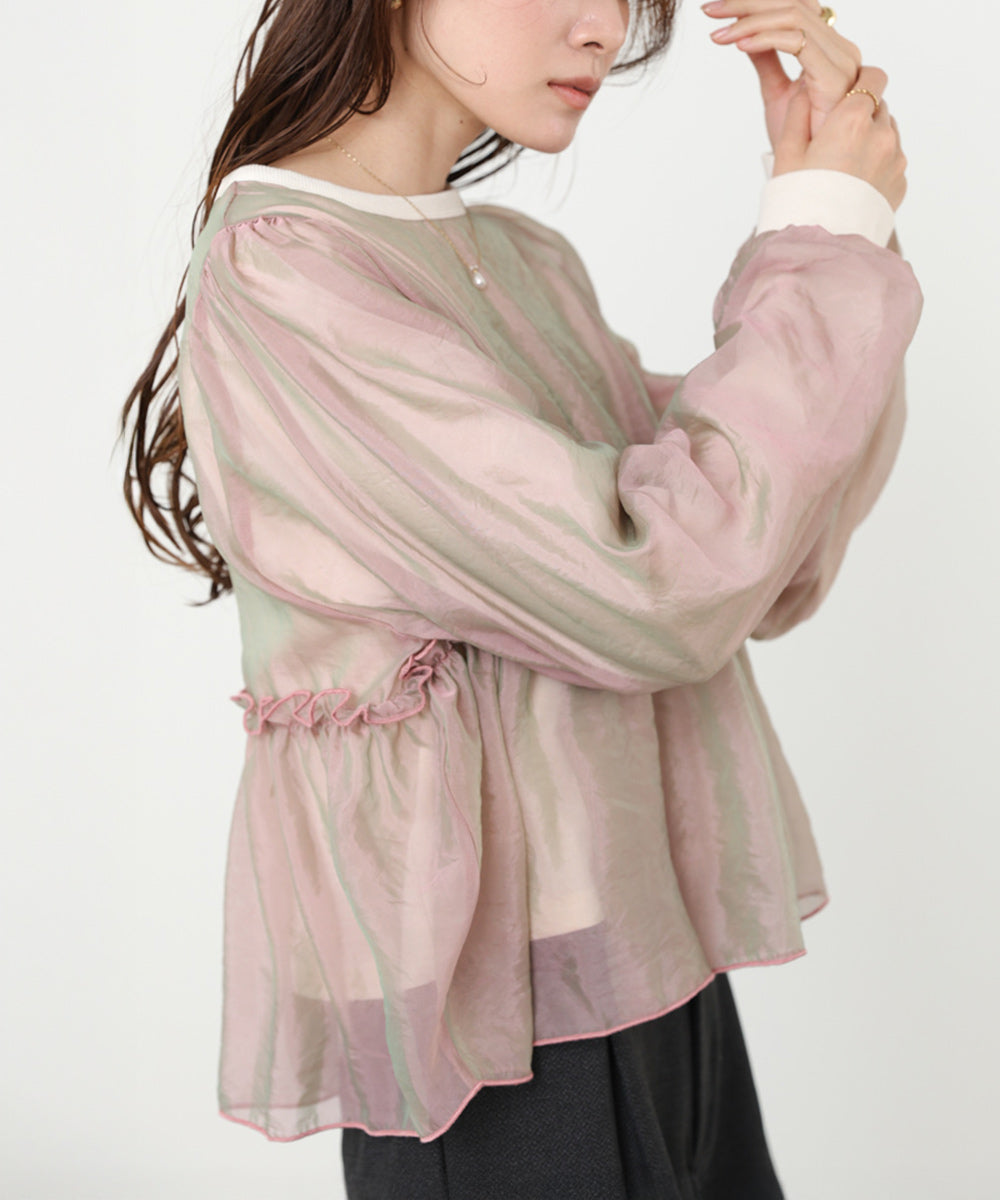 シアーレイヤードフレアカットソー