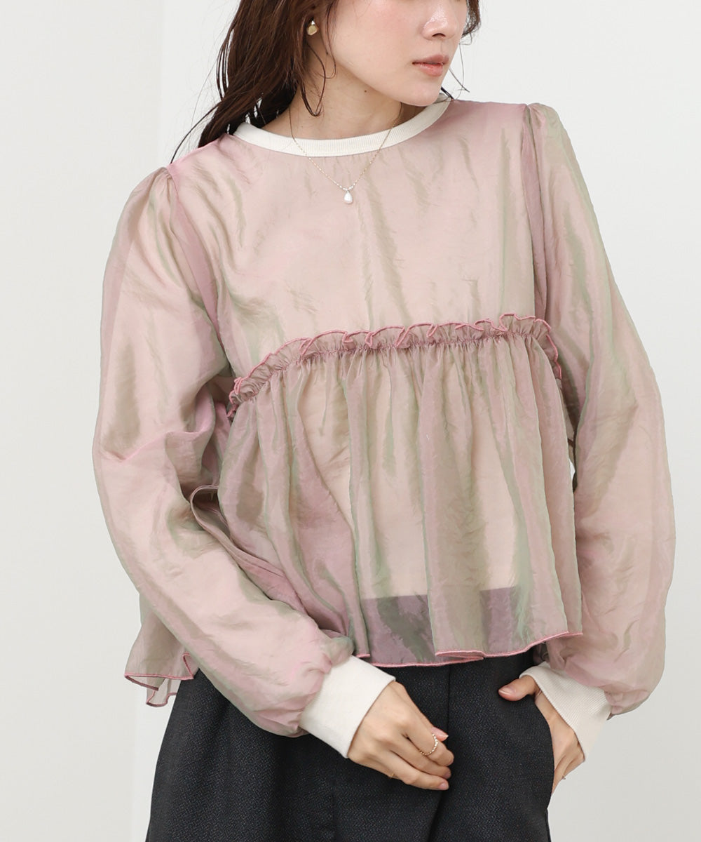 シアーレイヤードフレアカットソー