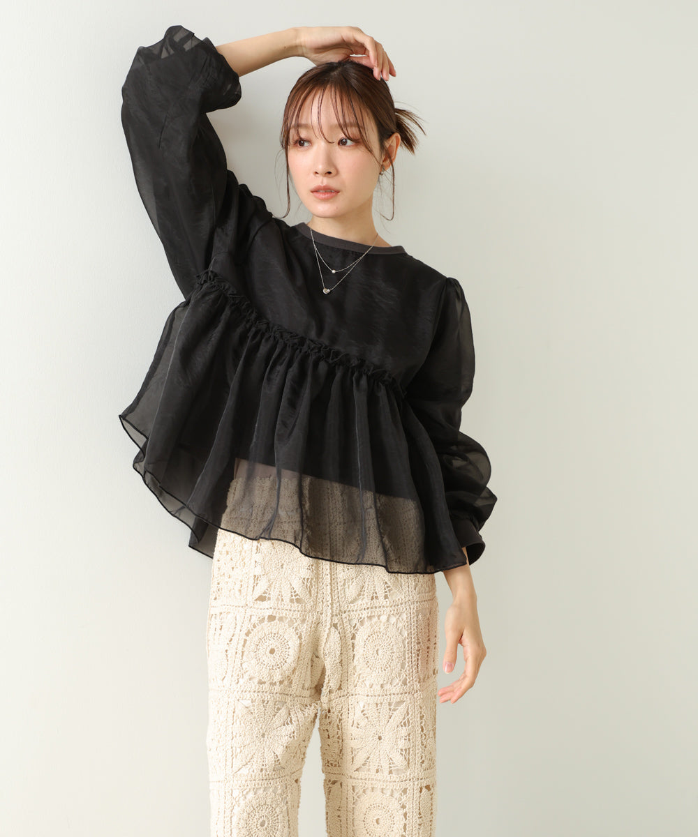 シアーレイヤードフレアカットソー