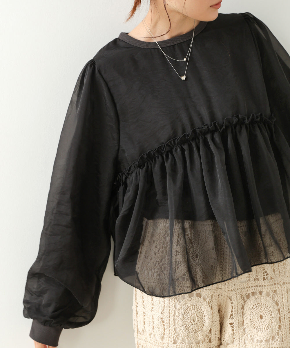 シアーレイヤードフレアカットソー