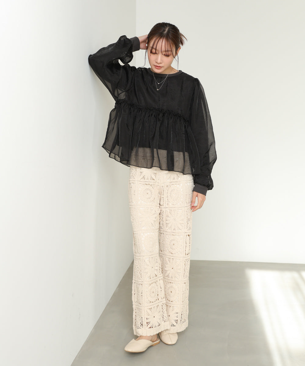 シアーレイヤードフレアカットソー