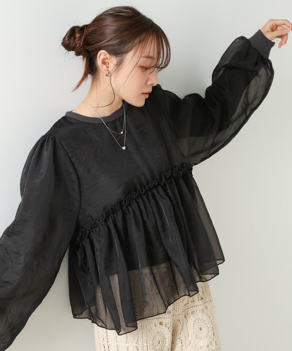 シアーレイヤードフレアカットソー