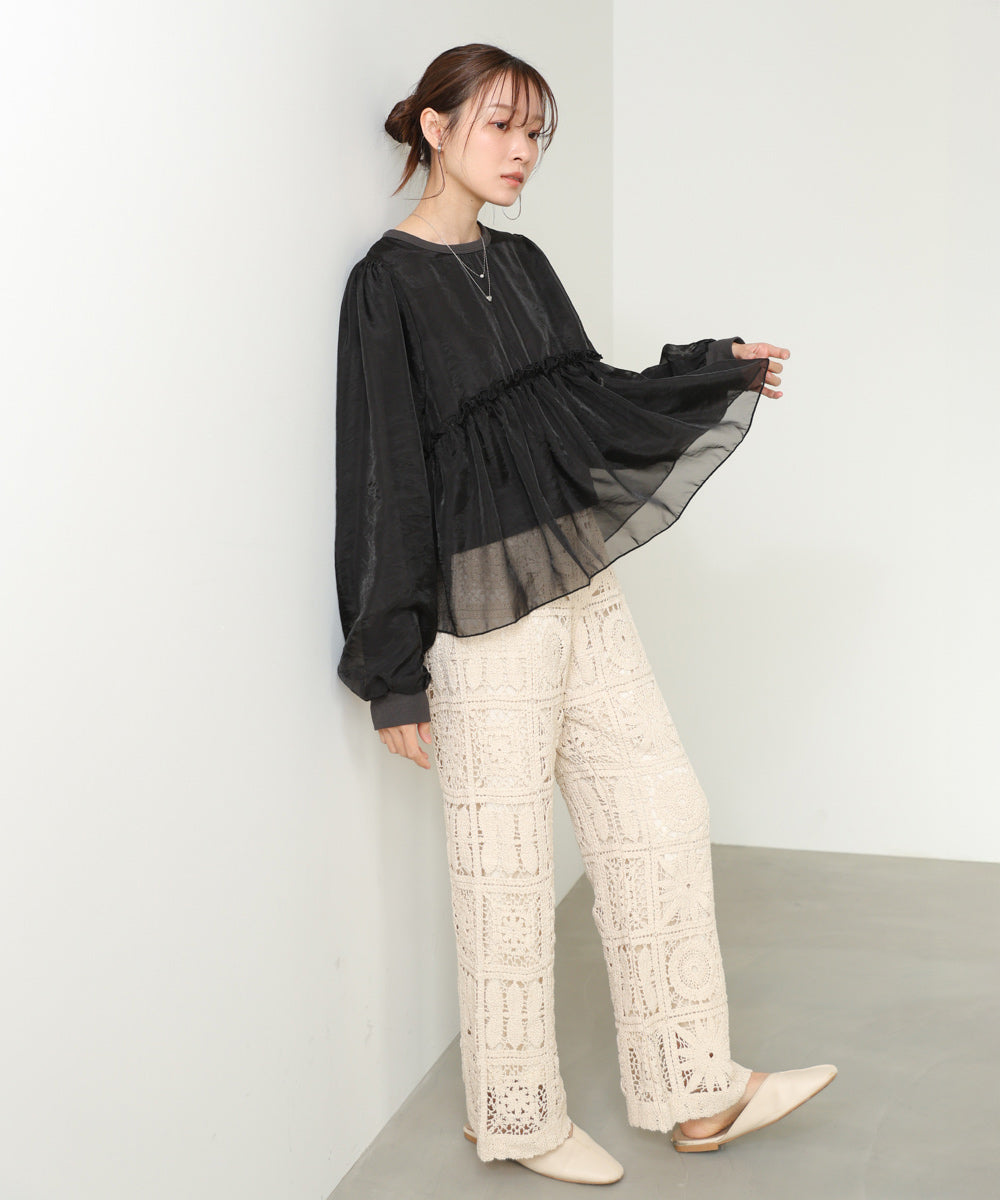 シアーレイヤードフレアカットソー