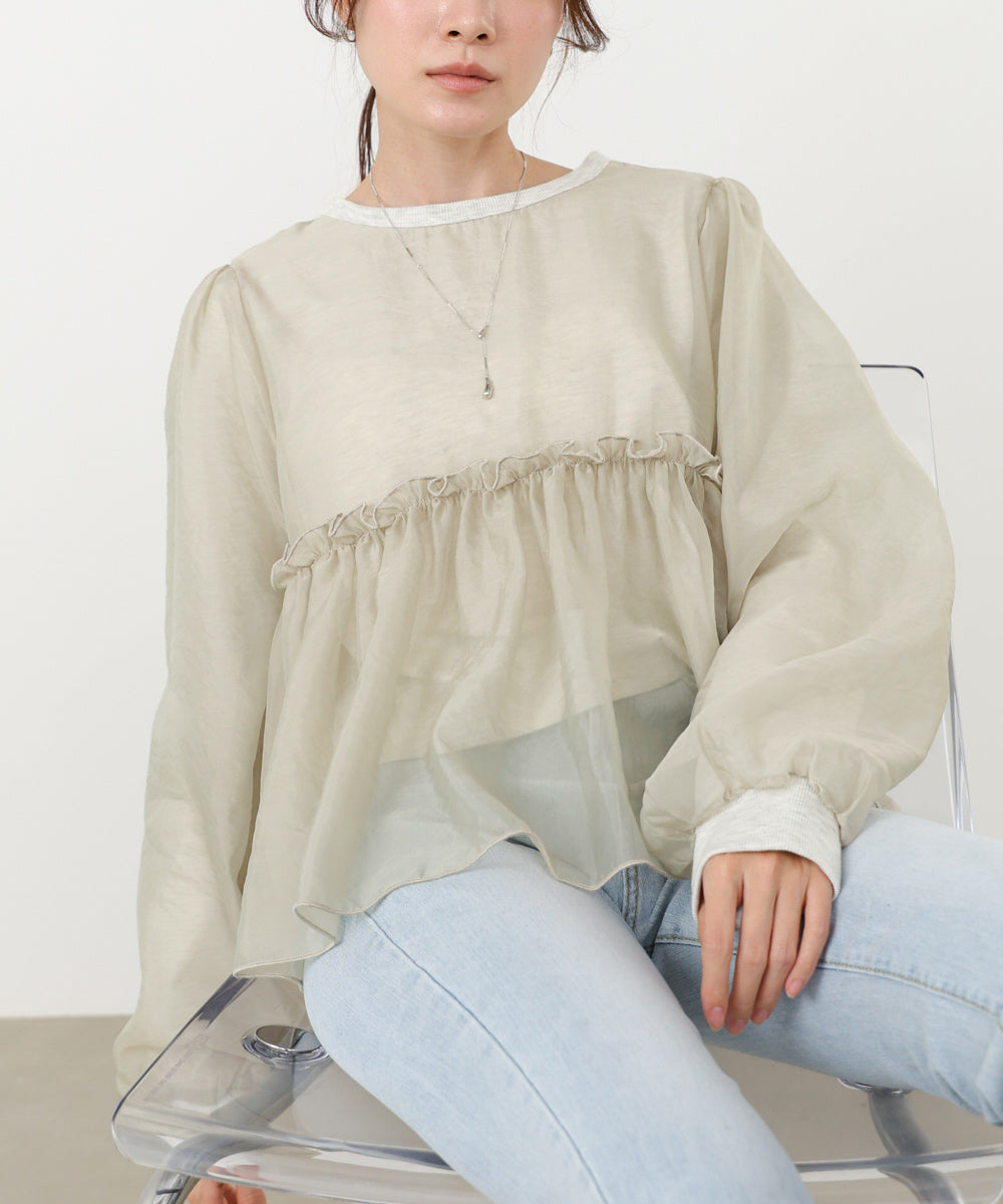 シアーレイヤードフレアカットソー