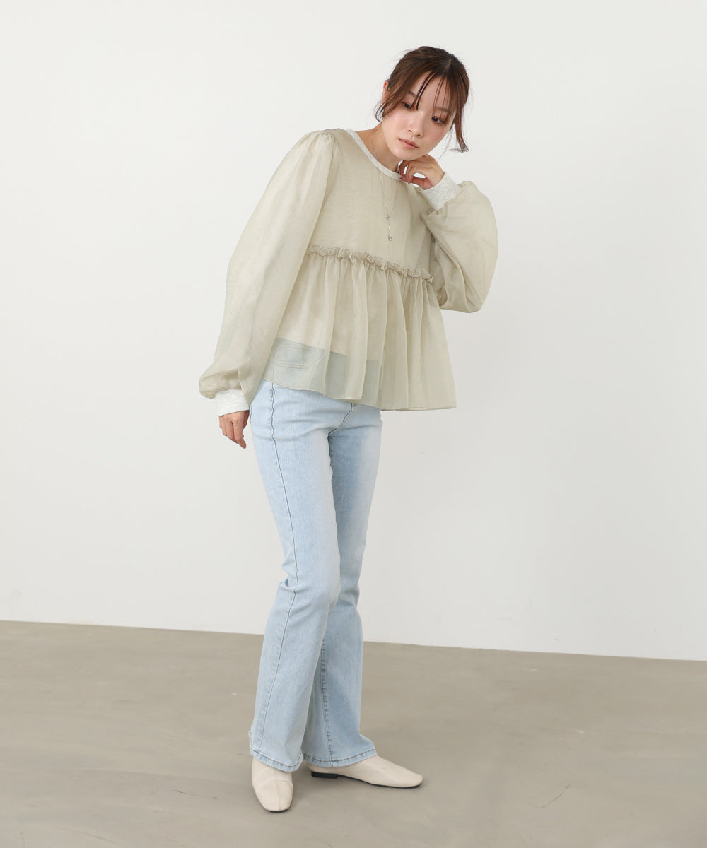 シアーレイヤードフレアカットソー