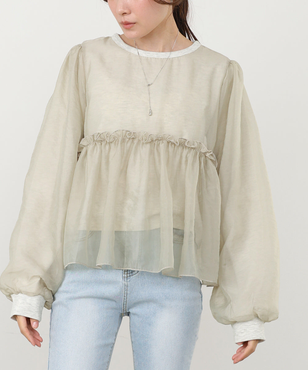 シアーレイヤードフレアカットソー