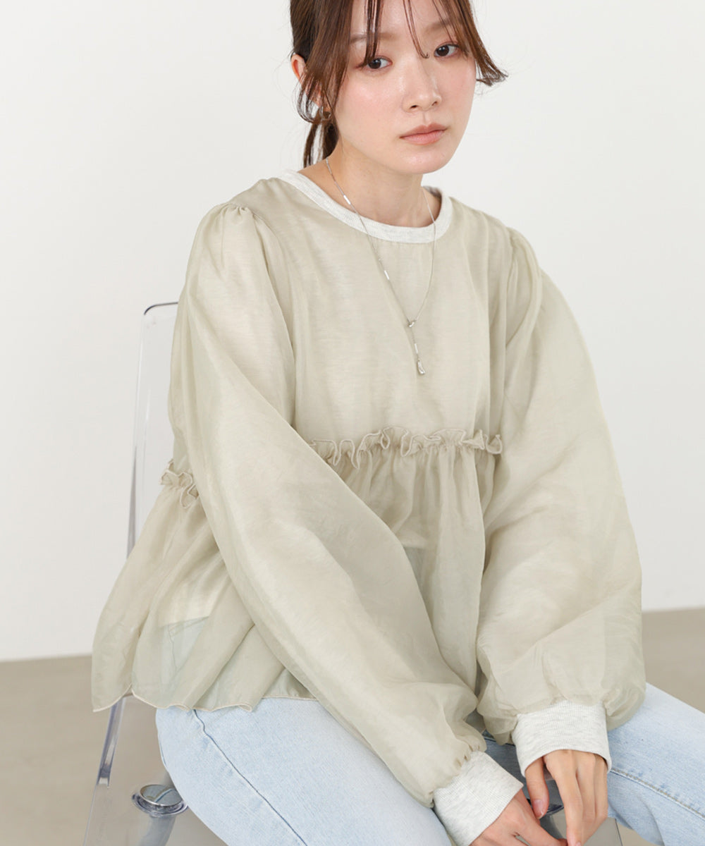 シアーレイヤードフレアカットソー