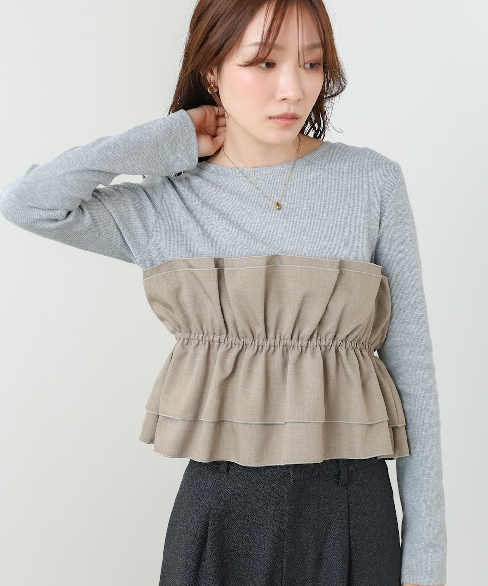 ビスチェ風レイヤードロンT