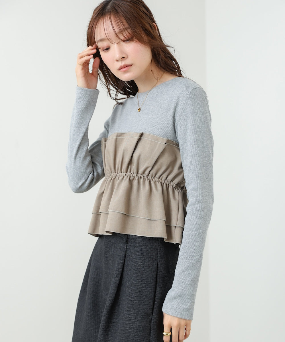 ビスチェ風レイヤードロンT