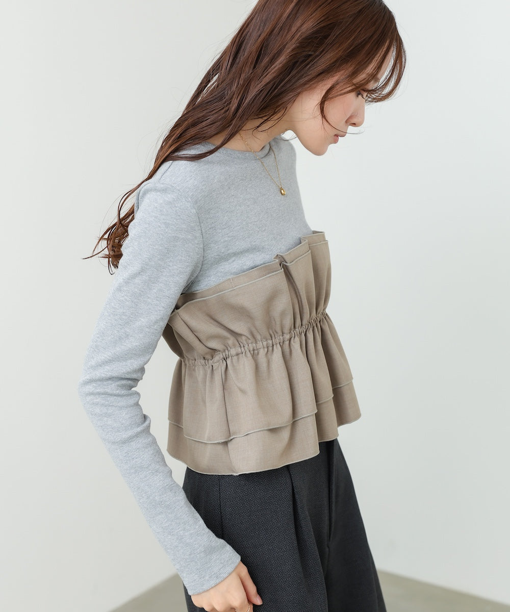 ビスチェ風レイヤードロンT