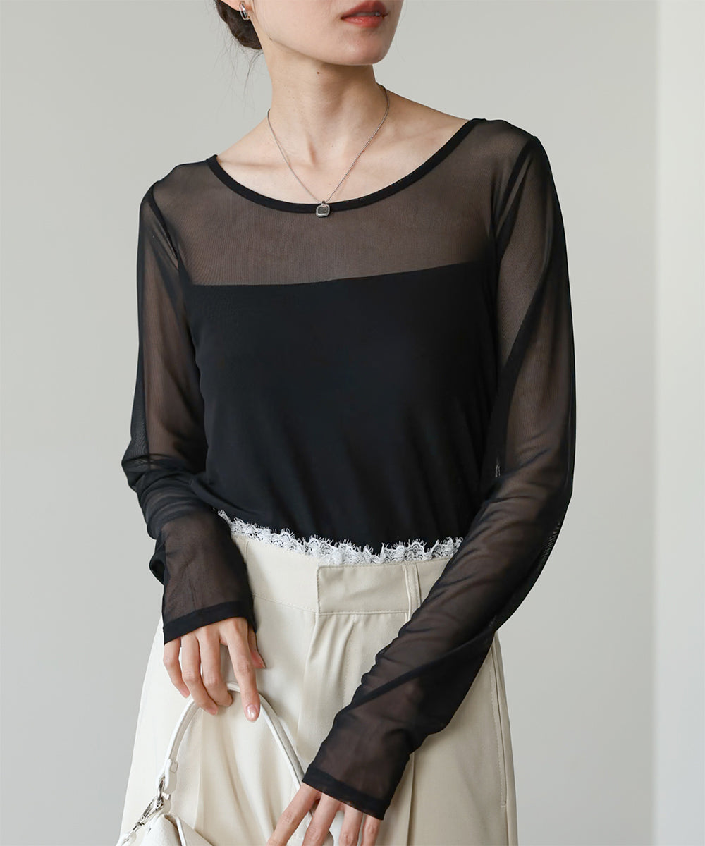 インナー付きシアーカットソー
