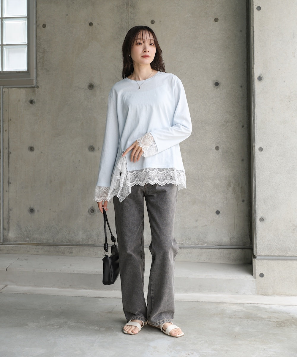 レースレイヤードロンT