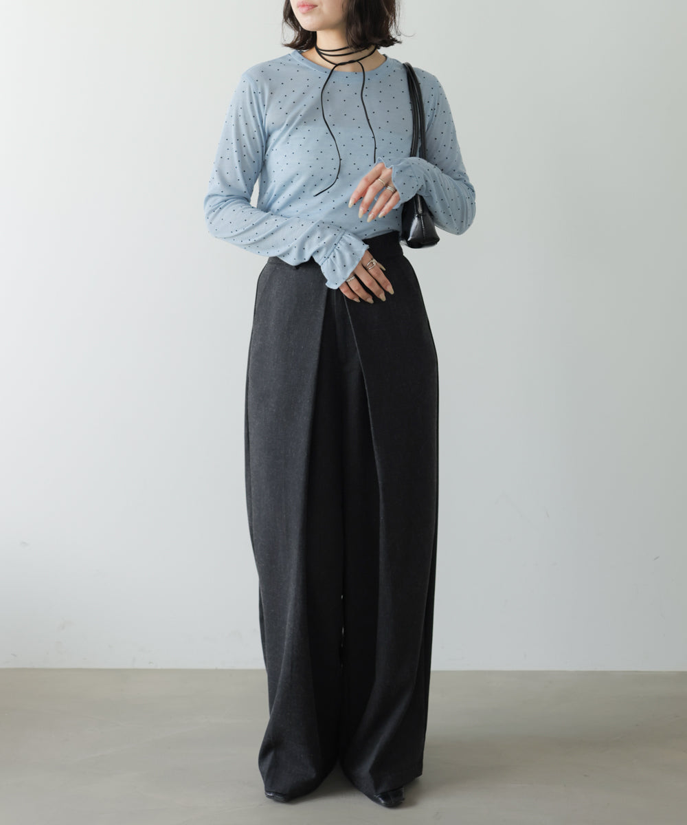 シアードットフリルカットソー