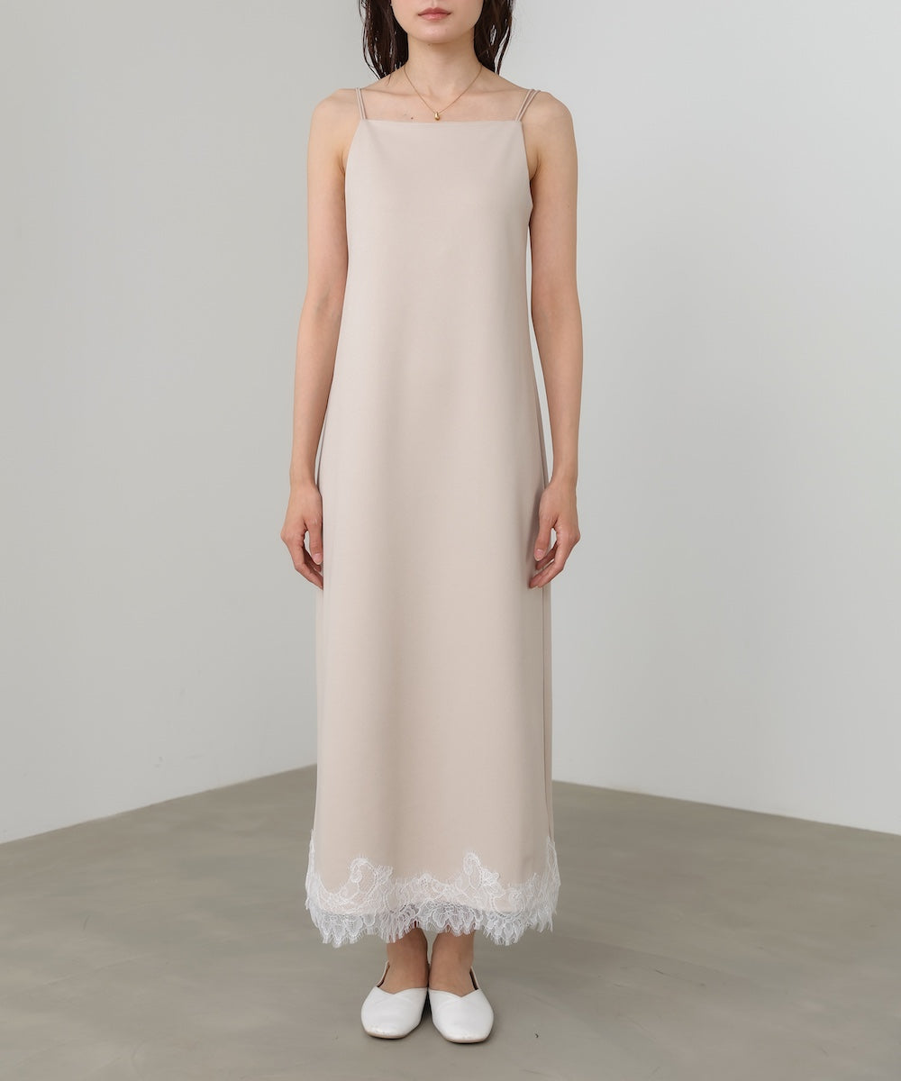 裾レース付きキャミワンピース