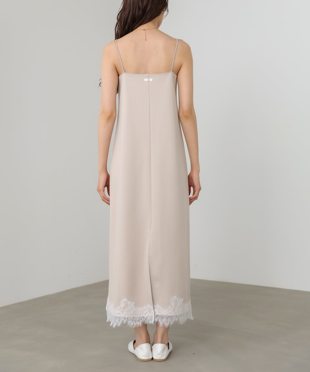 裾レース付きキャミワンピース