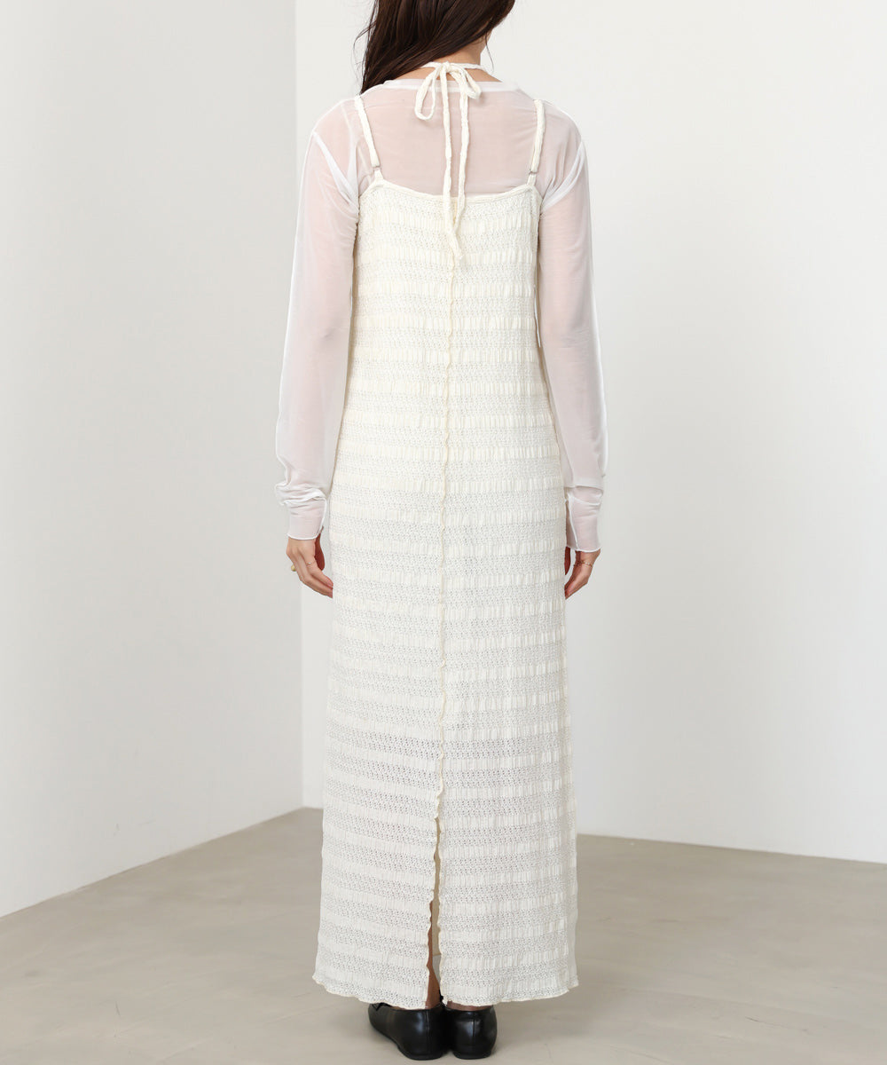 配色メローカーディガン+ワンピースSET