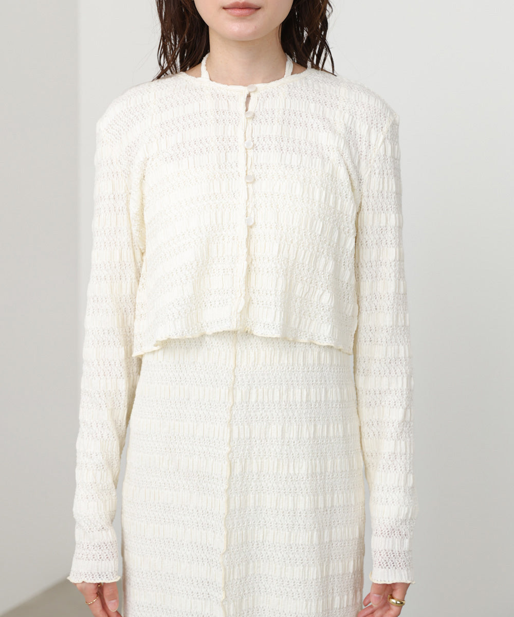 配色メローカーディガン+ワンピースSET