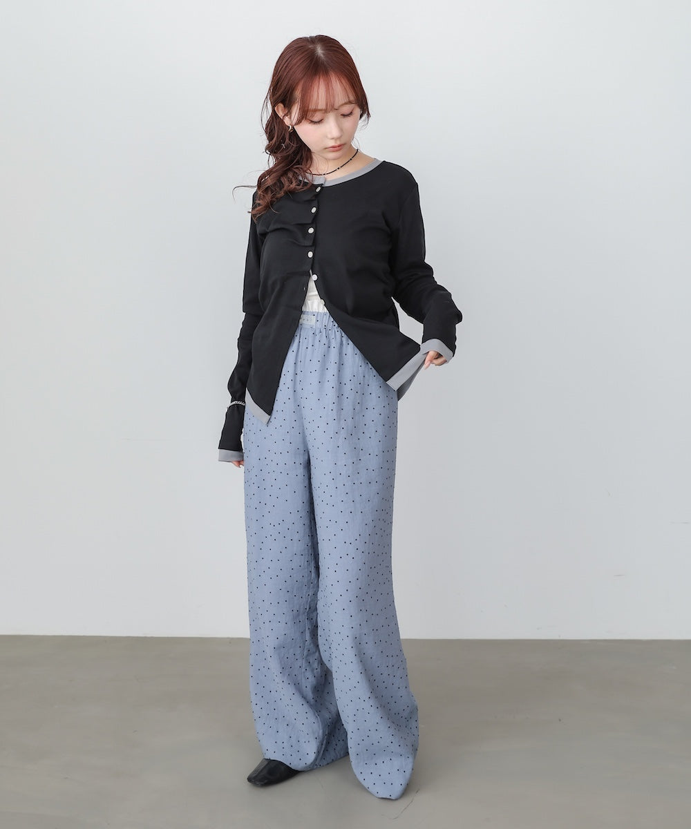 配色レイヤードドレープカーディガン