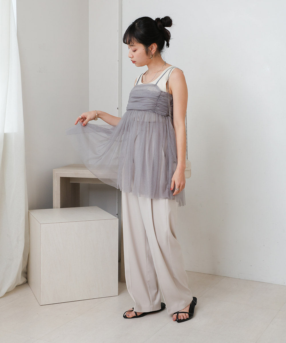 LAME TULLE CAMI TOPS