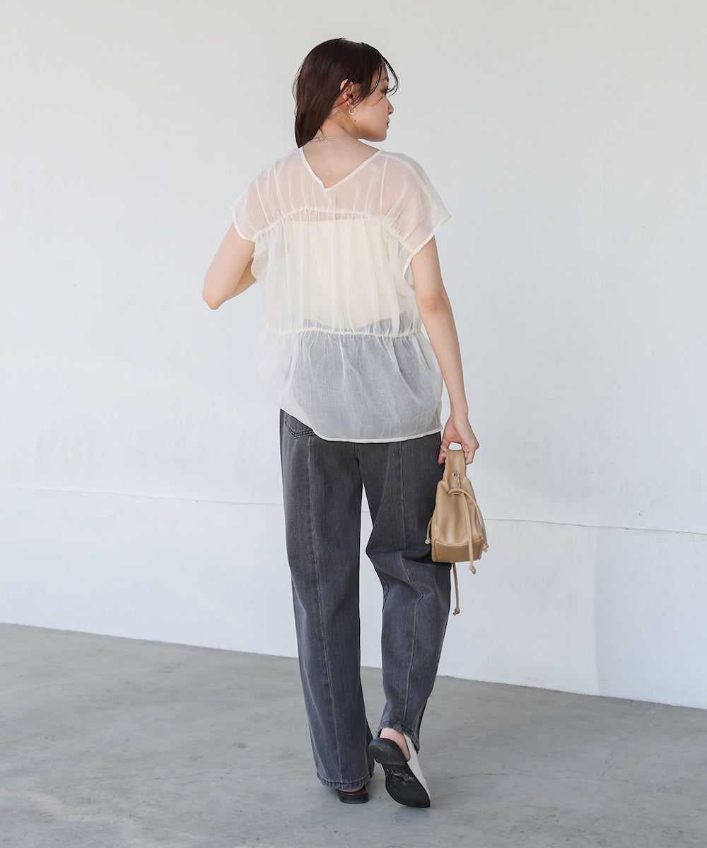 前後2WAYギャザーブラウス