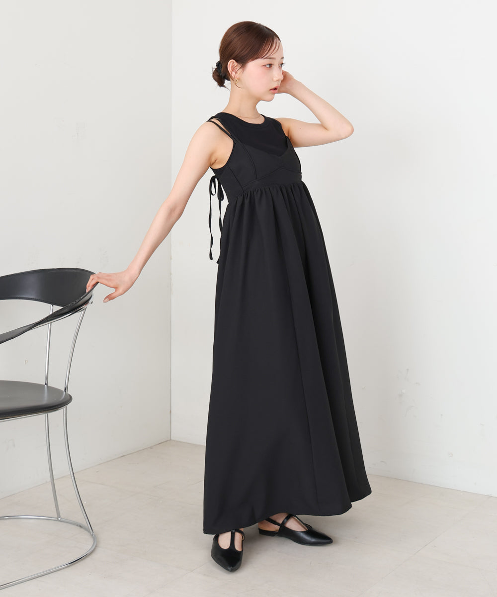 【S・Mサイズ展開】ビスチェライクフレアキャミワンピース