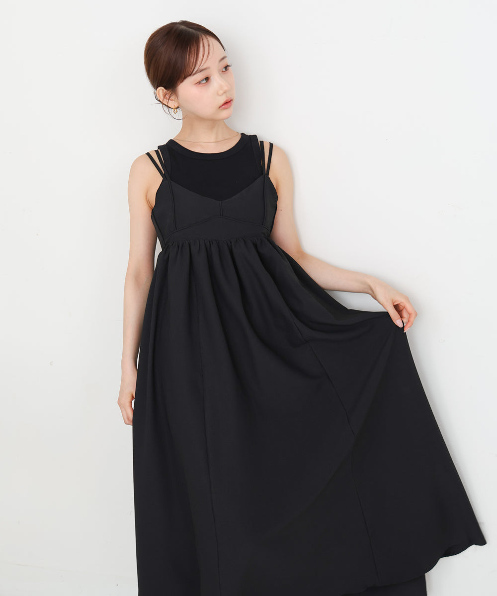 【S・Mサイズ展開】ビスチェライクフレアキャミワンピース