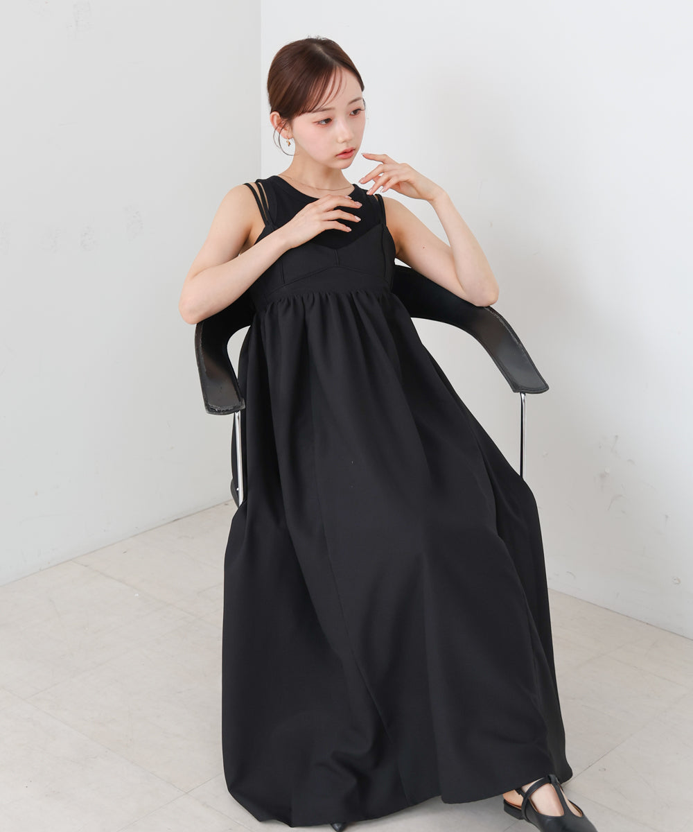 【S・Mサイズ展開】ビスチェライクフレアキャミワンピース