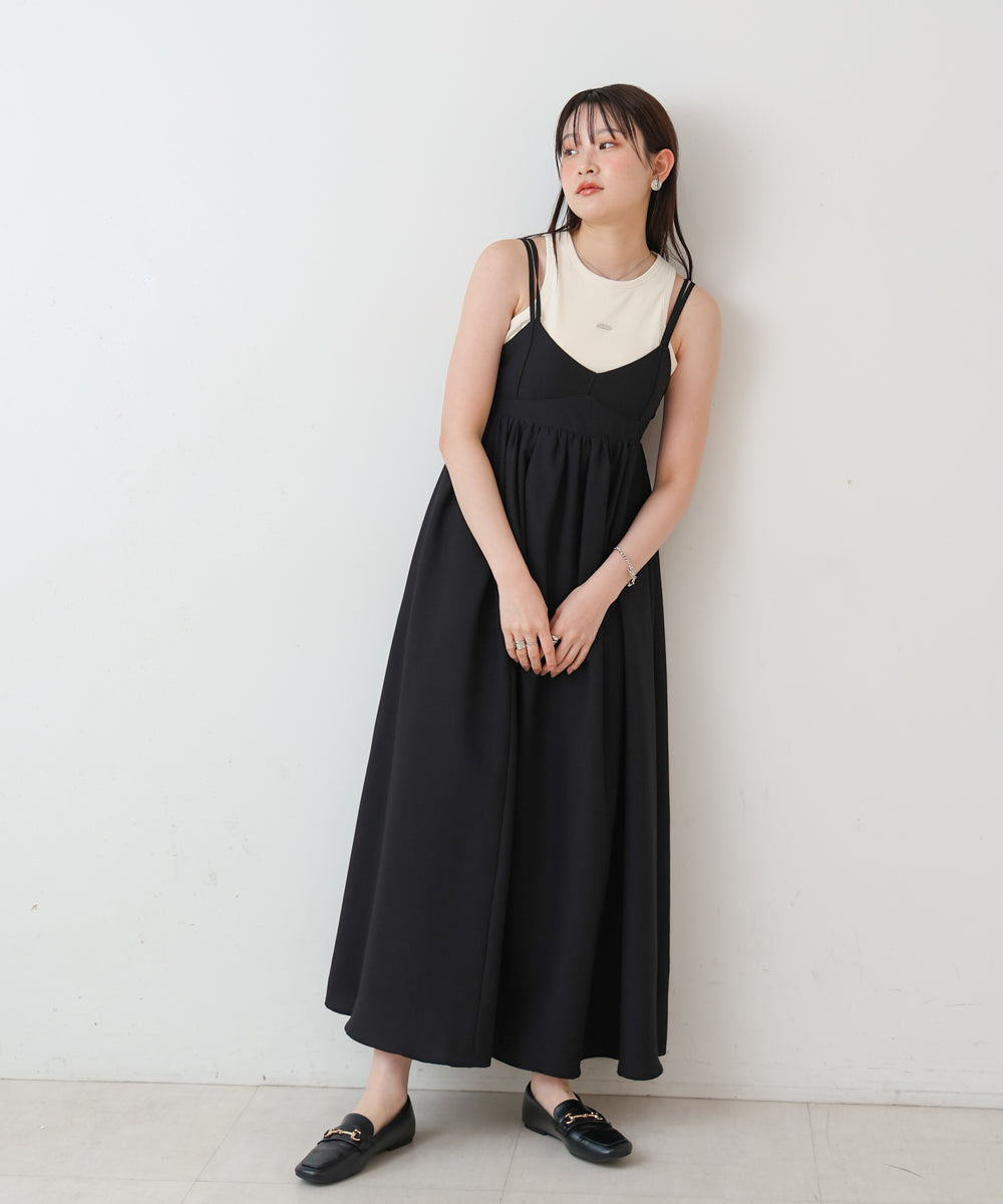 【S・Mサイズ展開】ビスチェライクフレアキャミワンピース