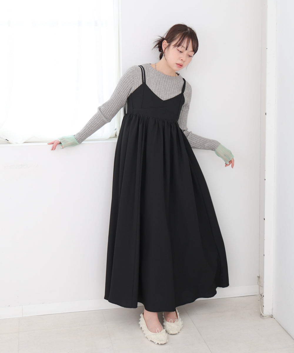 【S・Mサイズ展開】ビスチェライクフレアキャミワンピース