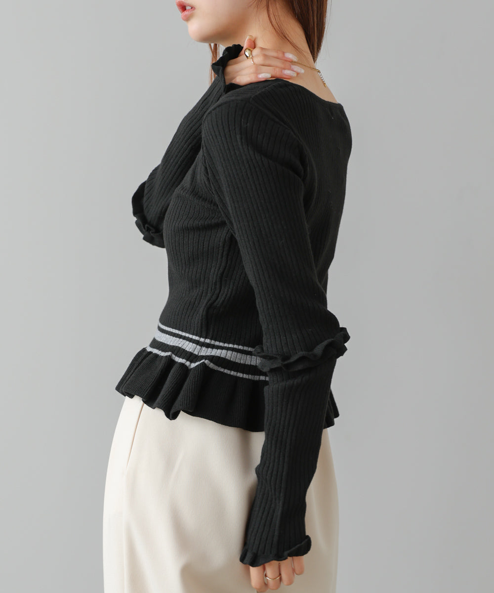 12Gニットフリルヘムショートプルオーバー